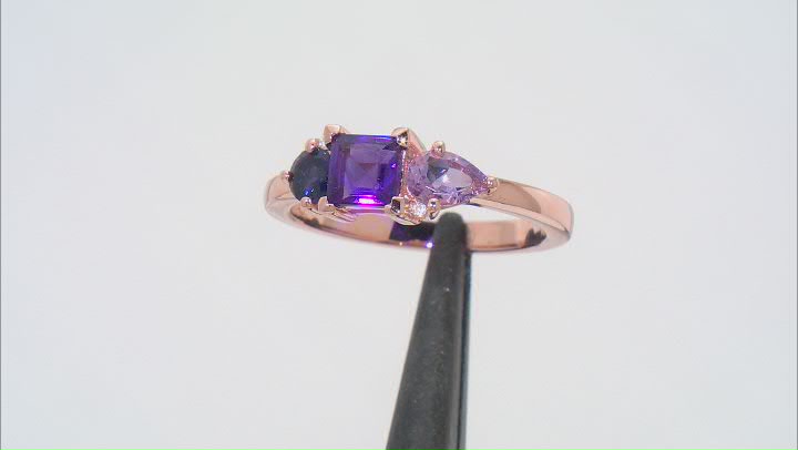 Purple Amethyst 18k Rose Gold Over Sterling Silver Ring 1.07ctw Video Thumbnail
