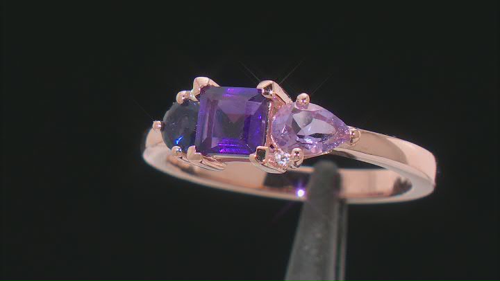 Purple Amethyst 18k Rose Gold Over Sterling Silver Ring 1.07ctw Video Thumbnail