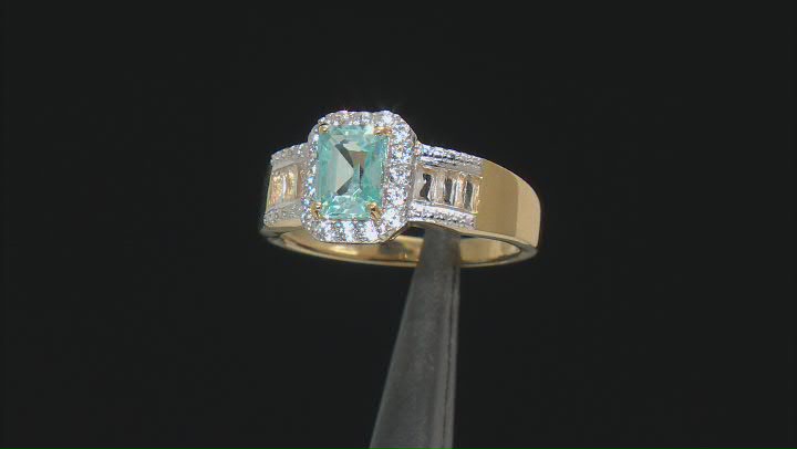 Blue Zircon 18k Yellow Gold Over Sterling Silver Ring 1.55ctw Video Thumbnail