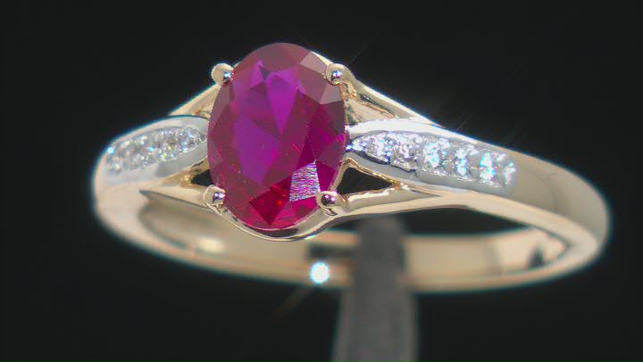 Red Lab Created Ruby 18k Yellow Gold Over Sterling Silver Ring 1.88ctw Video Thumbnail