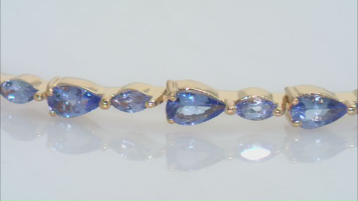 Tanzanite 18k Yellow Gold Over Sterling Silver Tennis Bracelet 4.79ctw Video Thumbnail