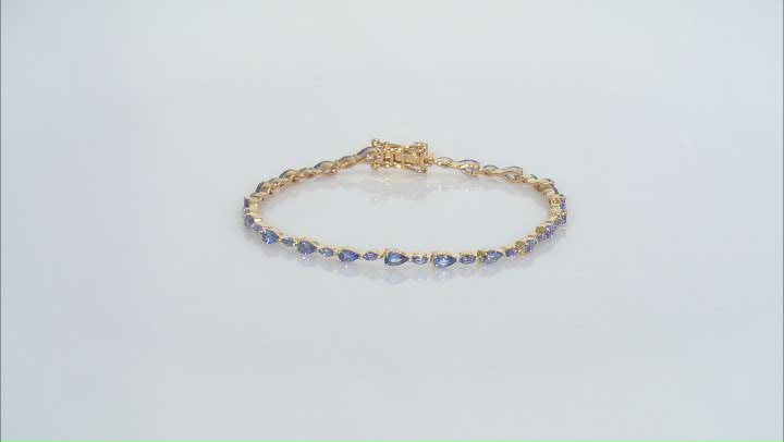 Tanzanite 18k Yellow Gold Over Sterling Silver Tennis Bracelet 4.79ctw Video Thumbnail