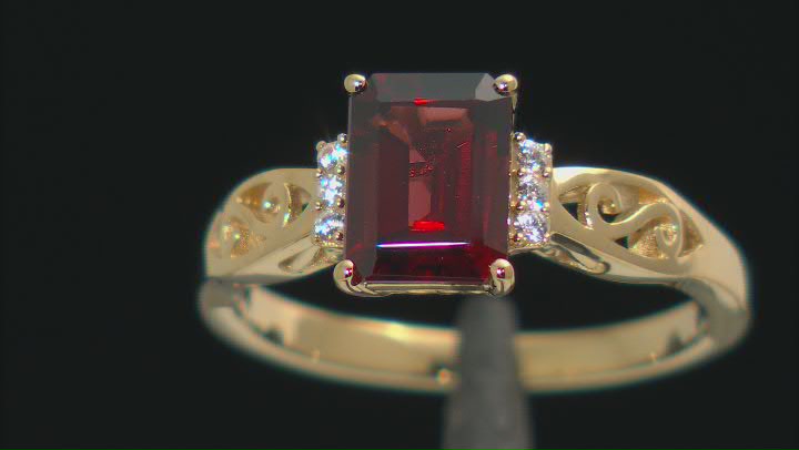 Red Garnet 18k Yellow Gold Over Sterling Silver Ring 1.56ctw Video Thumbnail