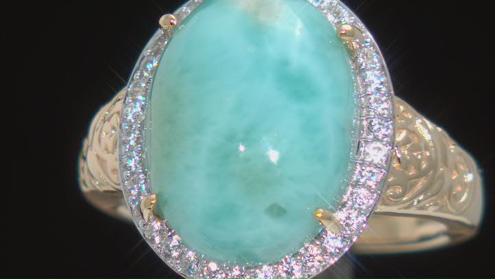 Blue Larimar 18k Yellow Gold Over Sterling Silver Ring 0.49ctw Video Thumbnail