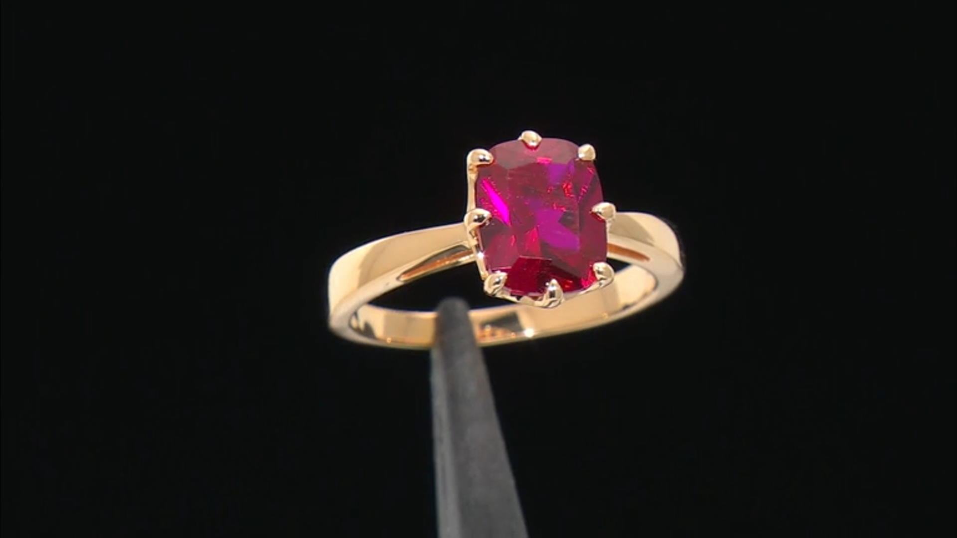 Red Lab Created Ruby 18k Yellow Gold Over Sterling Silver Ring 2.68ct Video Thumbnail