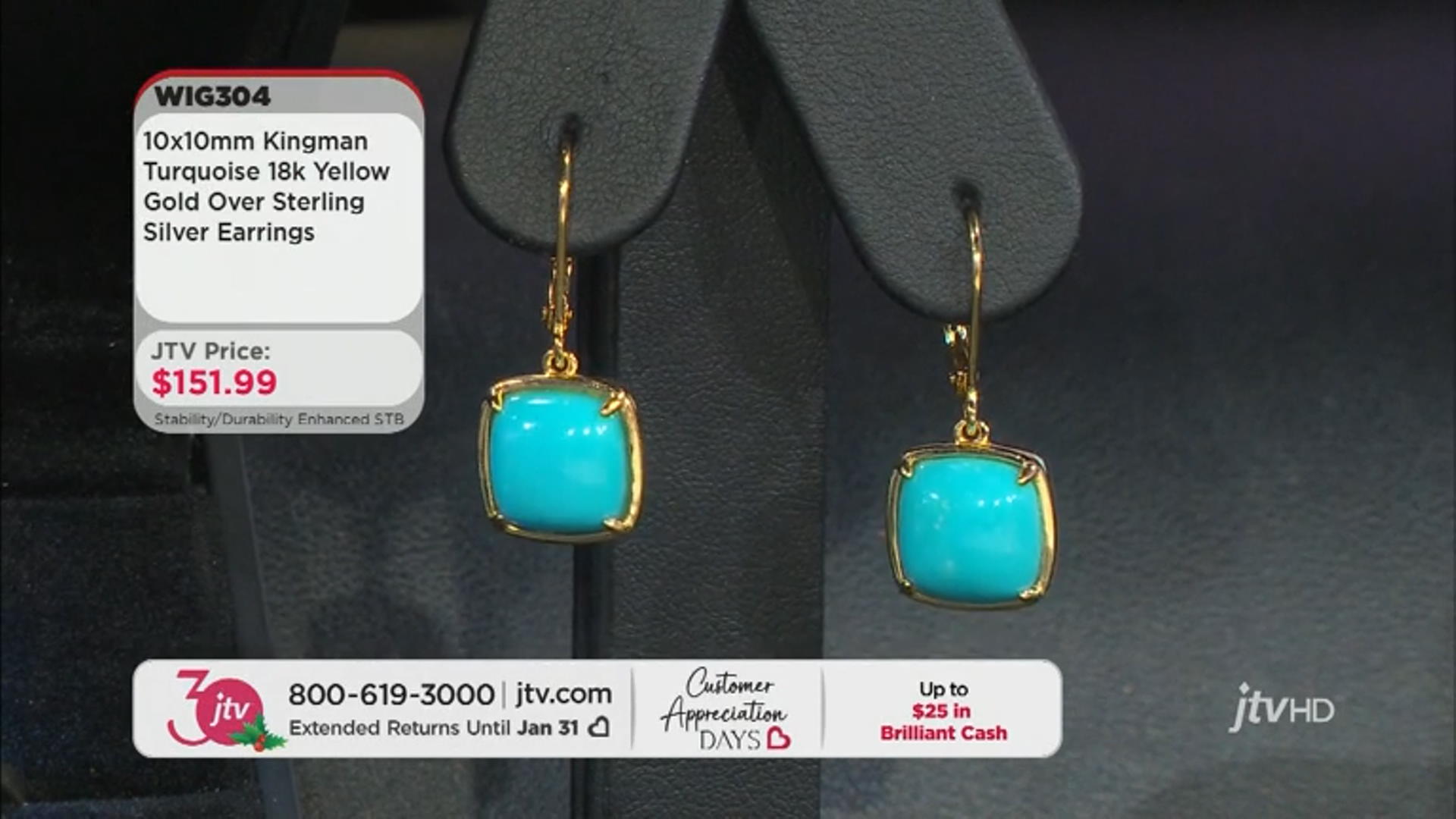Blue Kingman Turquoise 18k Yellow Gold Over Sterling Silver Earrings 10x10mm Video Thumbnail