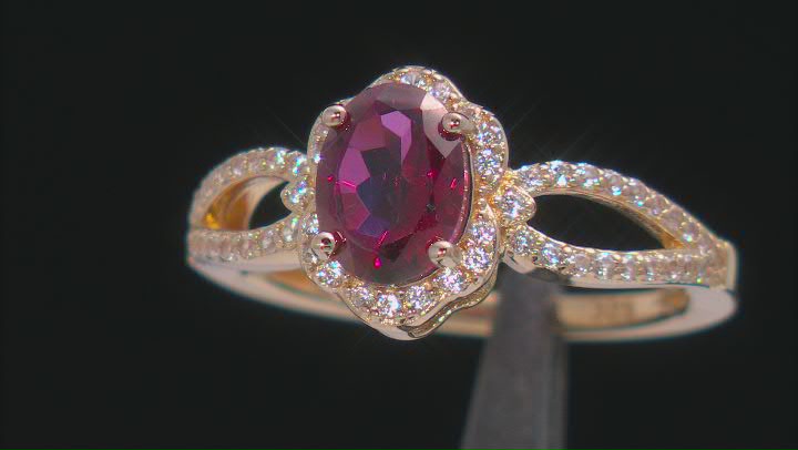 Magenta Petalite 18k Yellow Gold Over Sterling Silver Ring 1.42ctw Video Thumbnail