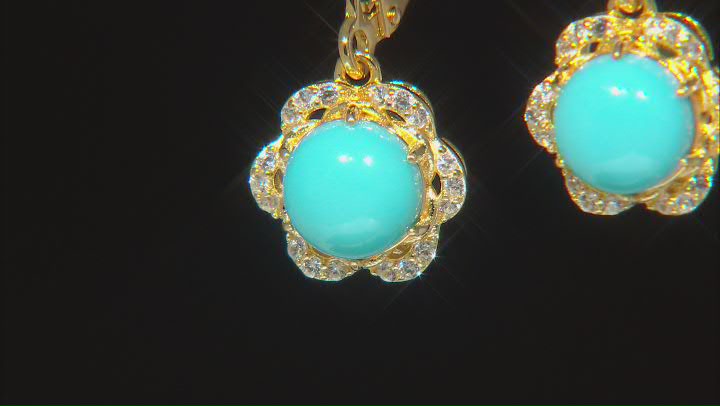 Blue Sleeping Beauty Turquoise 18k Yellow Gold Over Sterling Silver Earrings 0.08ctw Video Thumbnail