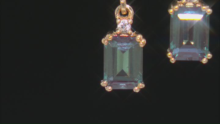 Blue Lab Created Alexandrite 18k Yellow Gold Over Sterling Silver Earrings 1.16ctw Video Thumbnail