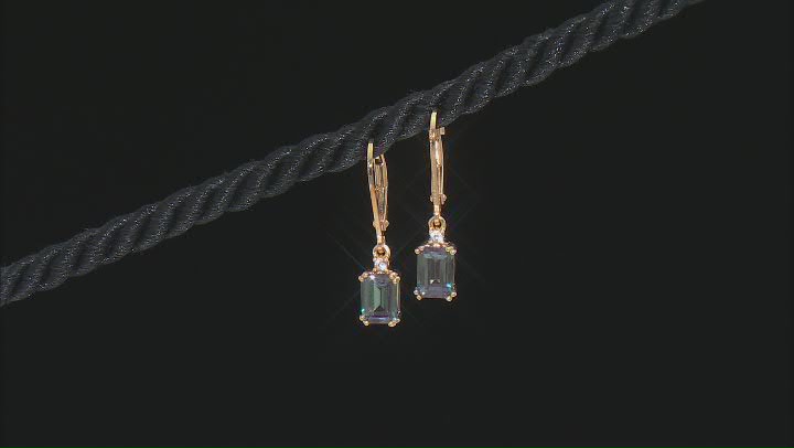 Blue Lab Created Alexandrite 18k Yellow Gold Over Sterling Silver Earrings 1.16ctw Video Thumbnail