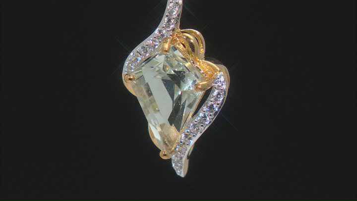 Kite Prasiolite and White Zircon 18k Yellow Gold Over Silver Pendant With Chain 1.89ctw Video Thumbnail
