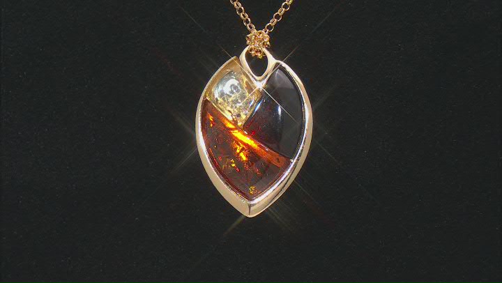 Amber 18k Yellow Gold Over Sterling Silver Pendant With Chain Video Thumbnail