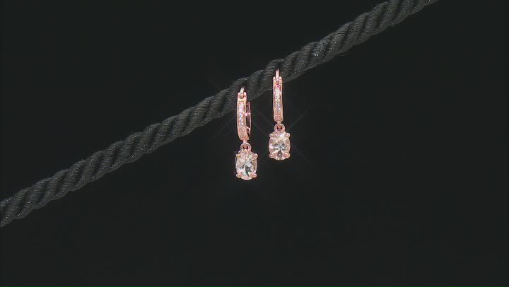 Morganite With White Zircon 18k Rose Gold Over Sterling Silver Ring, Earrings, Pendant Set 2.71ctw Video Thumbnail