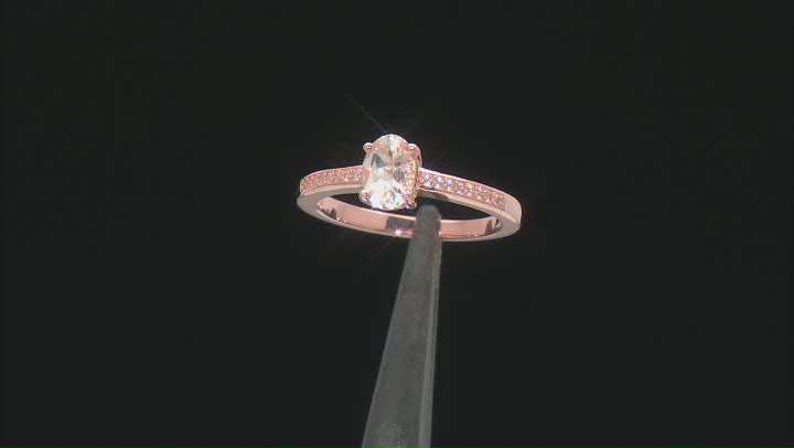 Morganite With White Zircon 18k Rose Gold Over Sterling Silver Ring, Earrings, Pendant Set 2.71ctw Video Thumbnail