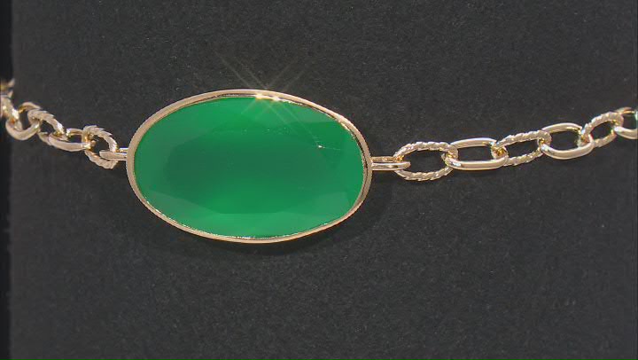 Green Onyx 18k Yellow Gold Over Sterling Silver Bracelet 6.16ct Video Thumbnail
