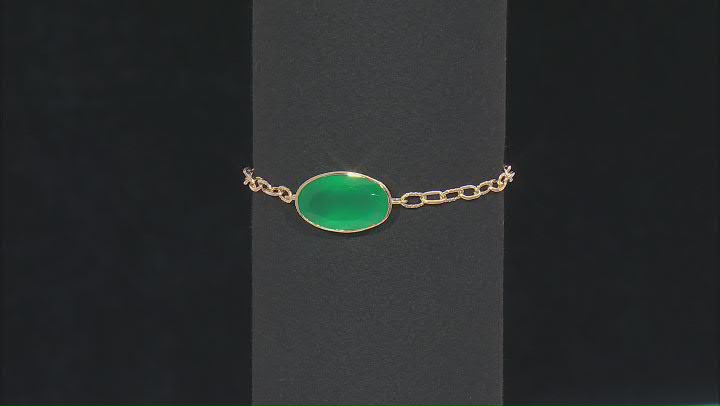 Green Onyx 18k Yellow Gold Over Sterling Silver Bracelet 6.16ct Video Thumbnail