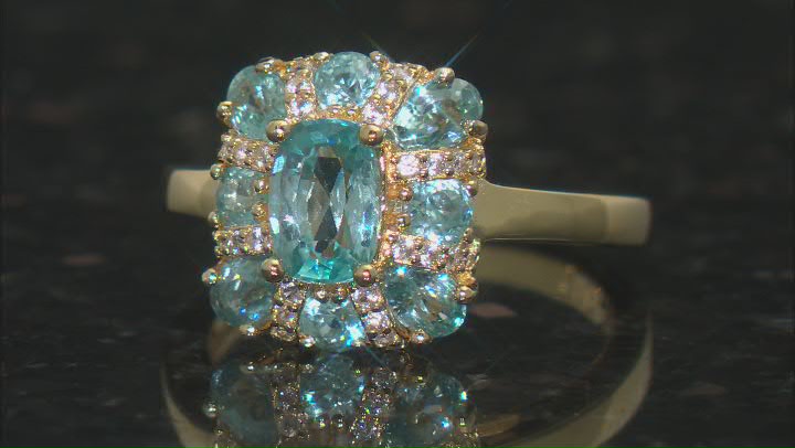 Blue And White Zircon 18k Yellow Gold Over Sterling Silver Ring 2.83ctw Video Thumbnail