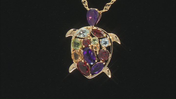 Multi Gem 18k Yellow Gold Over Sterling Silver Pendant With Chain 2.79ctw Video Thumbnail