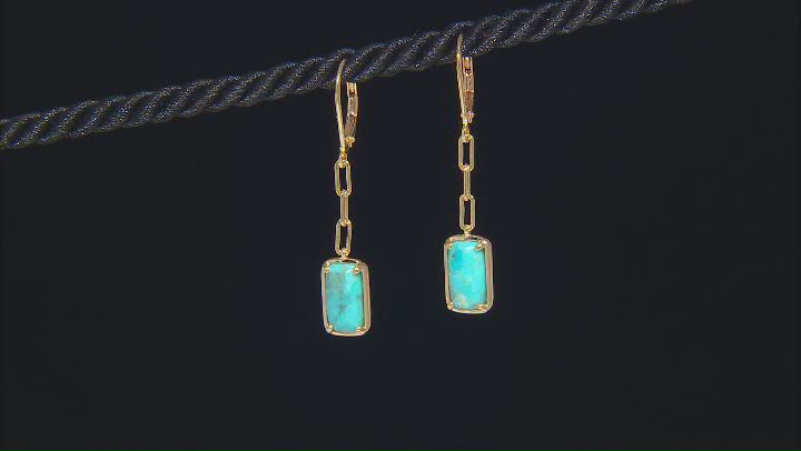 Composite Turquoise 18k Yellow Gold Over Sterling Silver Earrings Video Thumbnail