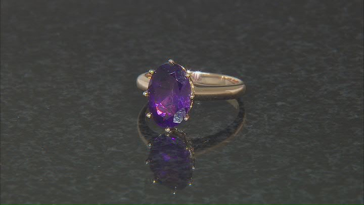 African Amethyst 18k Yellow Gold Over Sterling Silver Ring 3.50ct Video Thumbnail