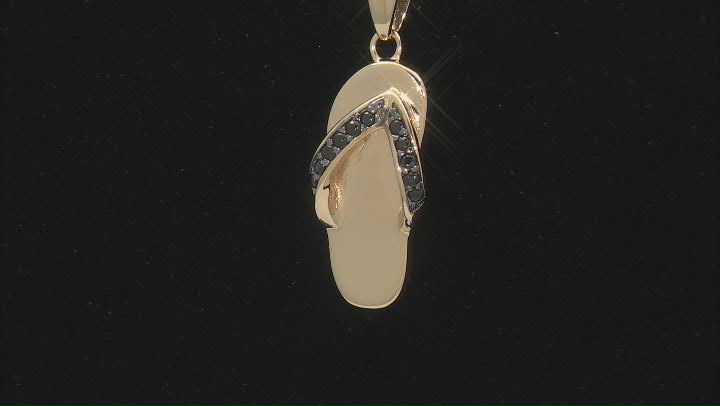 Black Spinel 18k Yellow Gold Over Sterling Silver Flip-Flop Pendant With Chain 0.10ctw Video Thumbnail