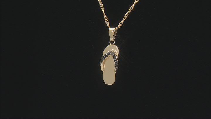 Black Spinel 18k Yellow Gold Over Sterling Silver Flip-Flop Pendant With Chain 0.10ctw Video Thumbnail