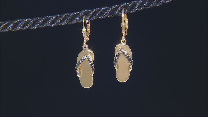 Black Spinel 18k Yellow Gold Over Sterling Silver Flip-Flop Earrings 0.18ctw Video Thumbnail