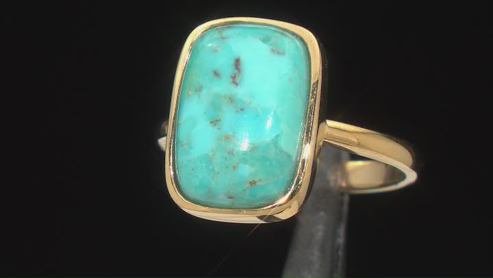 Blue Turquoise With 18k Yellow Gold Over Sterling Silver Ring Video Thumbnail