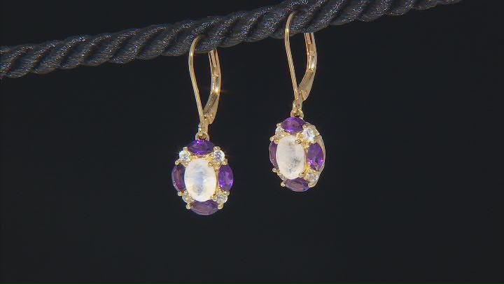 Rainbow Moonstone 18k Yellow Gold Over Sterling Silver Earrings 2.24ctw Video Thumbnail