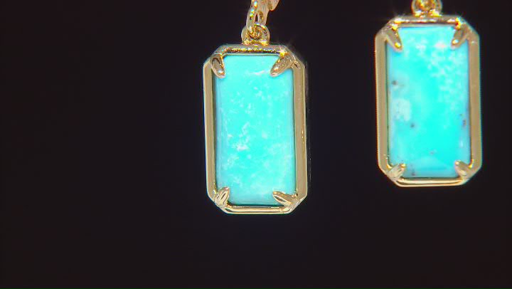 Blue Kingman Turquoise 18k Yellow Gold Over Sterling Silver Earrings Video Thumbnail