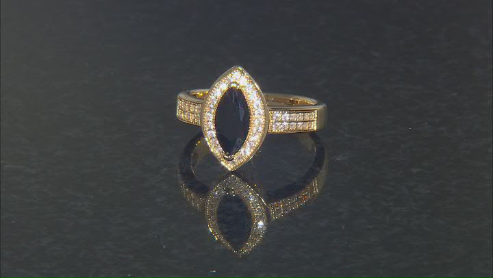 Black Spinel With White Zircon 18k Yellow Gold Over Sterling Silver Ring 1.52ctw Video Thumbnail