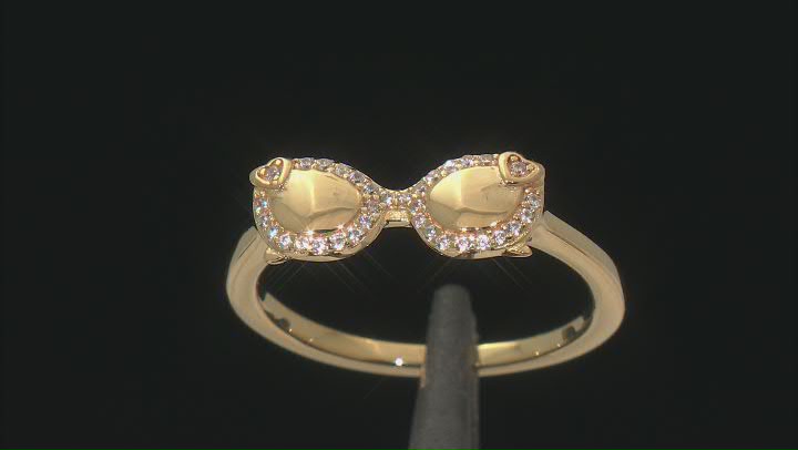 White Zircon 18k Yellow Gold Over Sterling Silver Sunglasses Ring 0.12ctw Video Thumbnail