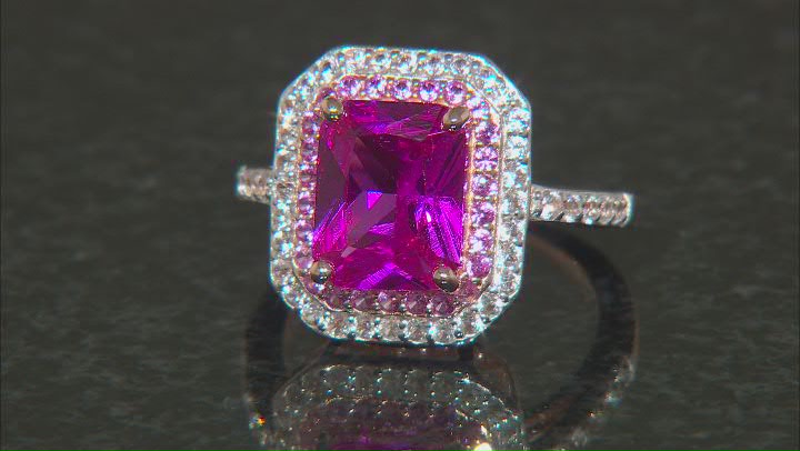 Pink Lab Sapphire With White Lab Sapphire 18k Rose Gold Over Sterling Silver Ring 3.91ctw Video Thumbnail