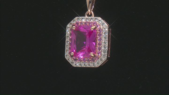 Pink and White Lab Created Sapphire 18k Rose Gold Over Sterling Silver Pendant with Chain 3.91ctw Video Thumbnail