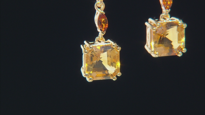 Yellow Citrine With Madeira Citrine 18k Yellow Gold Over Sterling Silver Earrings 4.86ctw Video Thumbnail