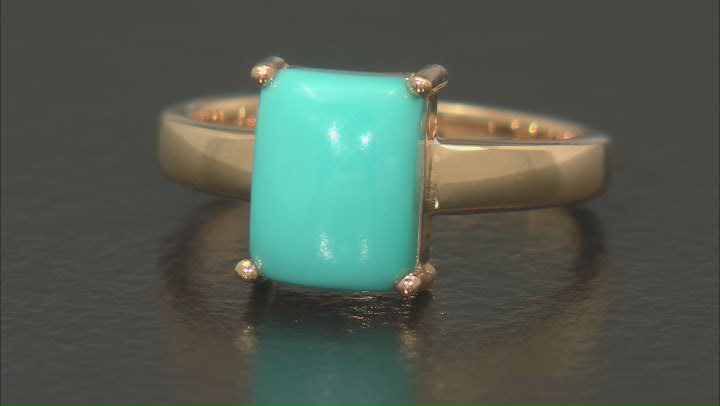 Sleeping Beauty Turquoise 18k Yellow Gold Over Sterling Silver Ring Video Thumbnail