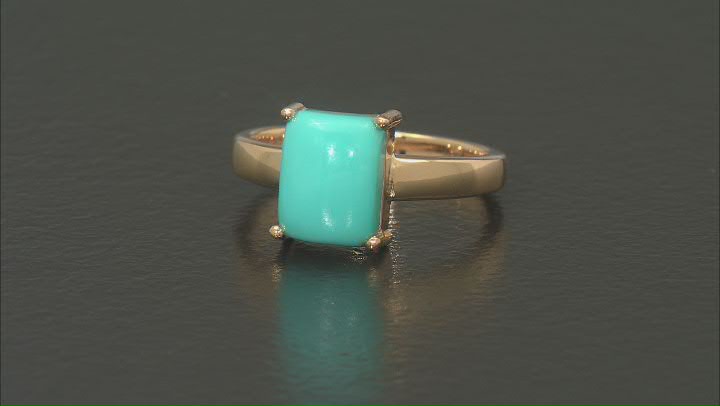 Sleeping Beauty Turquoise 18k Yellow Gold Over Sterling Silver Ring Video Thumbnail