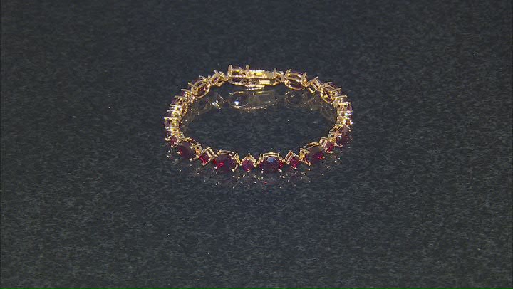 Lab Created Ruby 18k Yellow Gold Over Sterling Silver Bracelet 31.95ctw Video Thumbnail