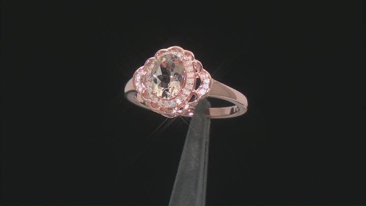 Morganite With White Diamond And White Zircon 18k Rose Gold Over Sterling Silver Ring 1.08ctw Video Thumbnail