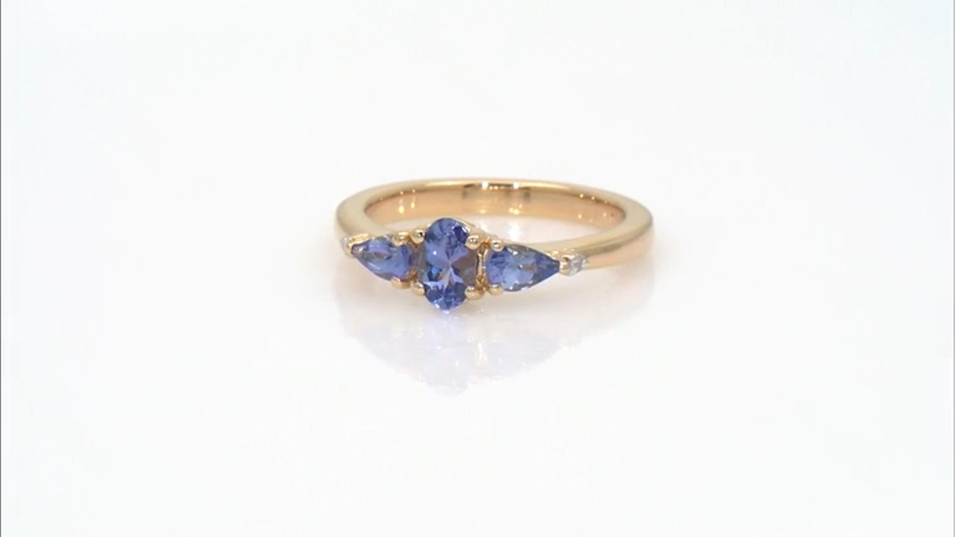 Tanzanite With White Diamond 18k Yellow Gold Over Sterling Silver Ring 0.75ctw Video Thumbnail
