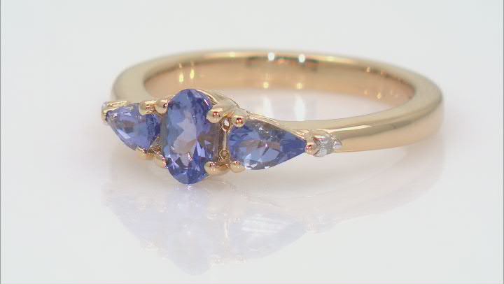 Tanzanite With White Diamond 18k Yellow Gold Over Sterling Silver Ring 0.75ctw Video Thumbnail