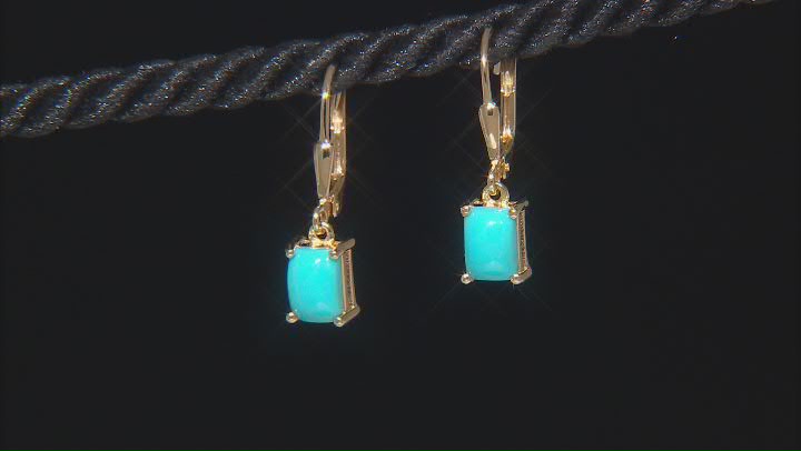 Sleeping Beauty Turquoise 18k Yellow Gold Over Sterling Silver Earrings Video Thumbnail
