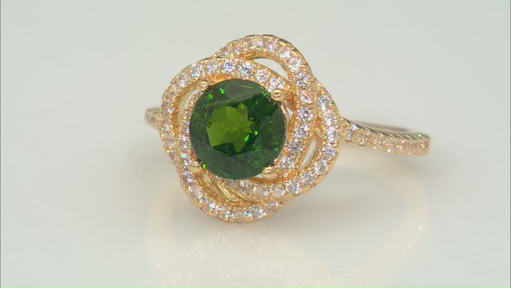 Green Chrome Diopside 18k Yellow Gold Over Sterling Silver Ring 1.99ctw Video Thumbnail