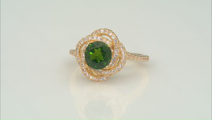Green Chrome Diopside 18k Yellow Gold Over Sterling Silver Ring 1.99ctw Video Thumbnail