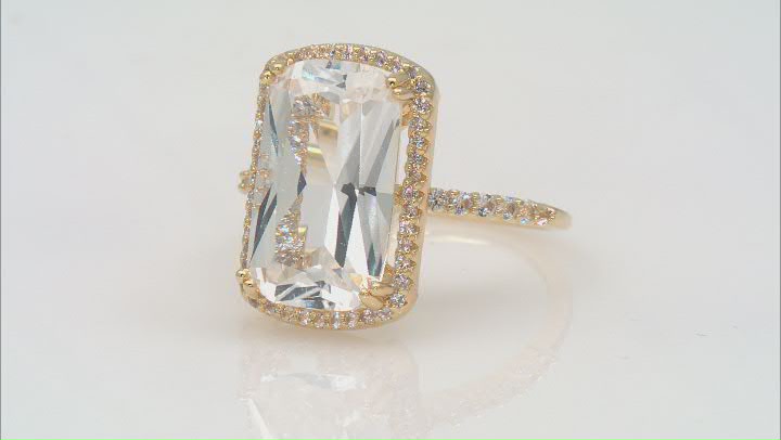 Lab Created White Sapphire 18k Yellow Gold Over Sterling Silver Ring 10.75ctw Video Thumbnail