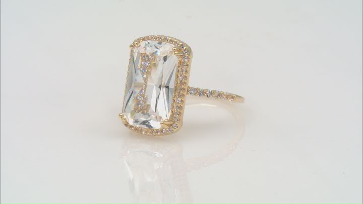Lab Created White Sapphire 18k Yellow Gold Over Sterling Silver Ring 10.75ctw Video Thumbnail