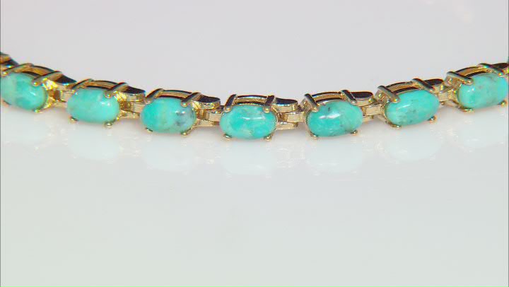 Blue Turquoise 18k Yellow Gold Over Sterling Silver Bracelet Video Thumbnail