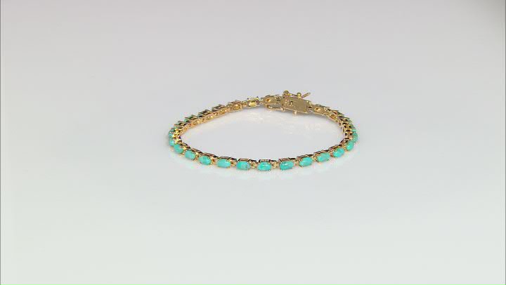 Blue Turquoise 18k Yellow Gold Over Sterling Silver Bracelet Video Thumbnail