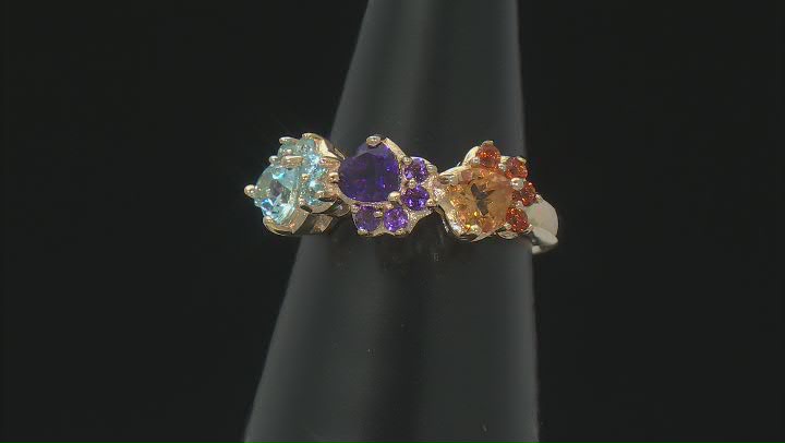 Multi-stone 18k Yellow Gold Over Sterling Silver Ring 0.99ctw Video Thumbnail