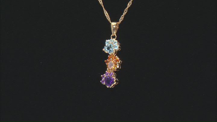 Multi-stone 18k Yellow Gold Over Sterling Silver Pendant With Chain 1.50ctw Video Thumbnail
